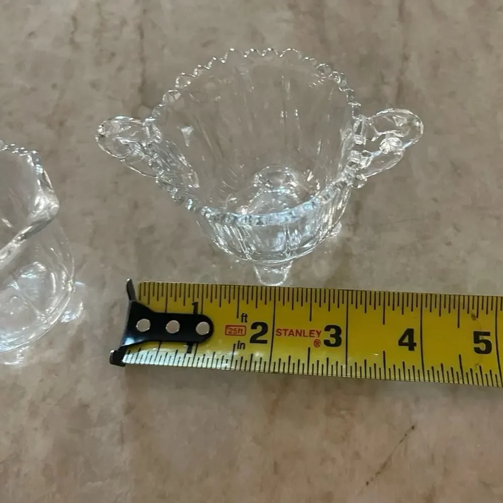 Vintage crystal  glass footed creamer and sugar set 2-1/2